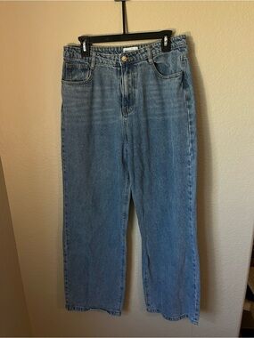 Princess Polly Wide Leg Jeans Women 10 Blue High Rise Baggy Y2K Dad Denim